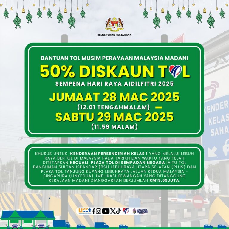 50% DISKAUN TOL SEMPENA HARI RAYA AIDILFITRI 2025