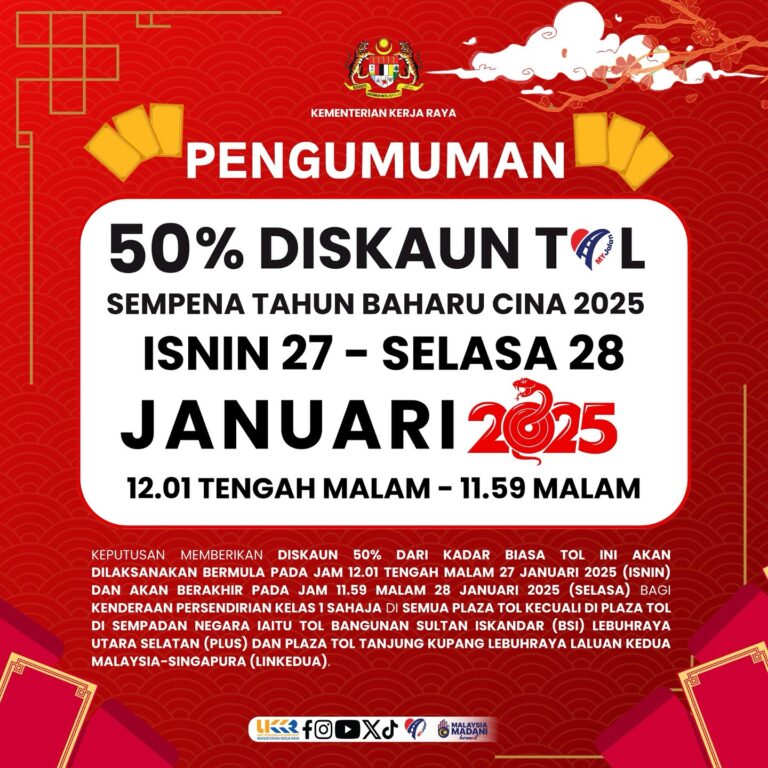 50% DISKAUN TOL SEMPENA TAHUN BAHARU CINA 2025