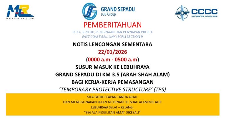 NOTIS LENCONGAN SEMENTARA DI KM3.5 (ARAH SHAH ALAM)